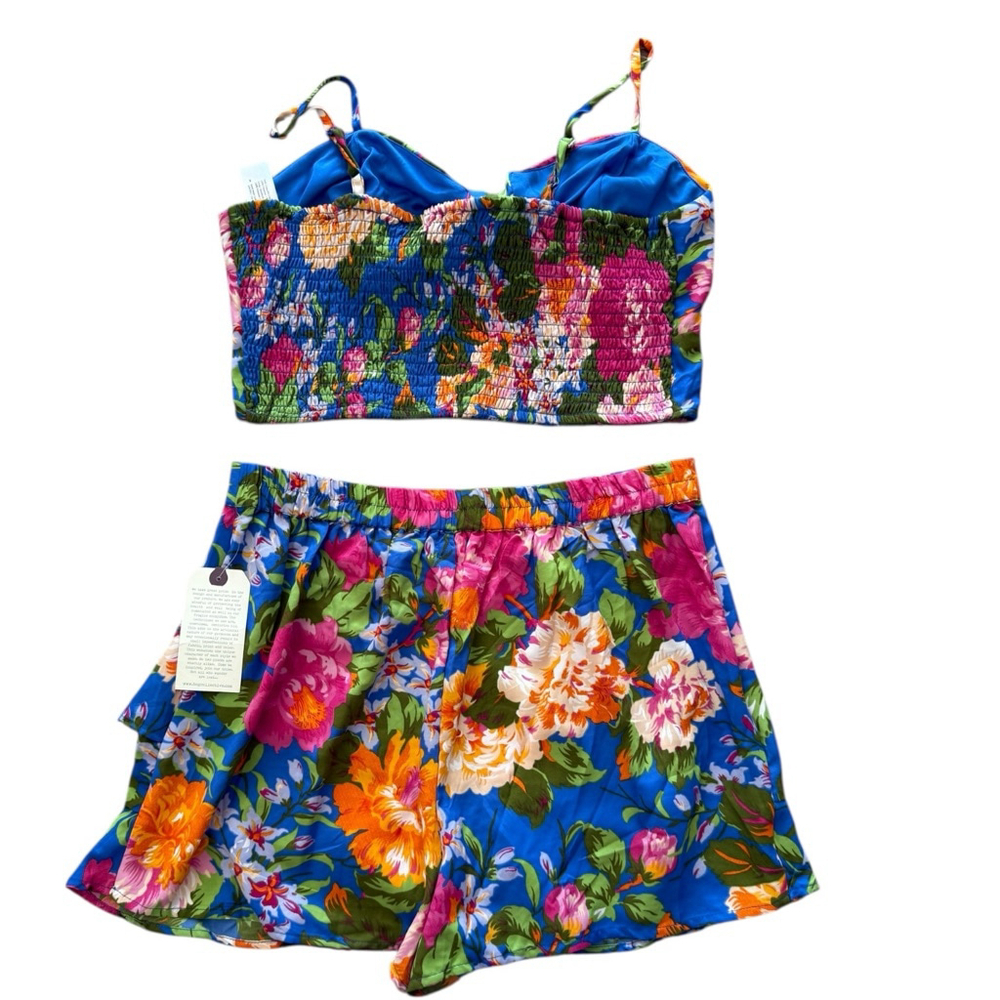 Lottie & Holly BOG Collective Size L Blue Pink Floral Two Piece Set NWT - Picture 4 of 9